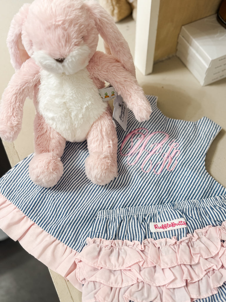 Classic Blue Seersucker Ruffle Swing Top & Bloomer Set