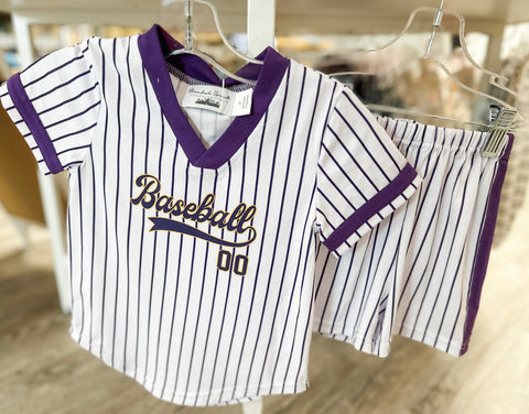 Purple & Gold Baseball Jersey Set