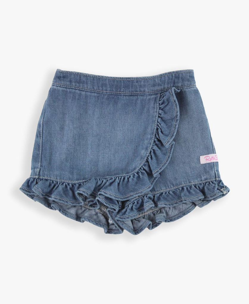 Light Wash Denim Ruffle Skort