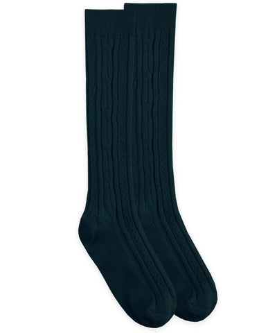 Cable Knee High Socks-Hunter Green
