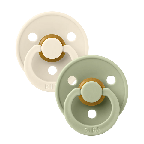 BIBS COLOUR 2 PACK -IVORY/SAGE- ROUND (Size 2) NATURAL RUBBER