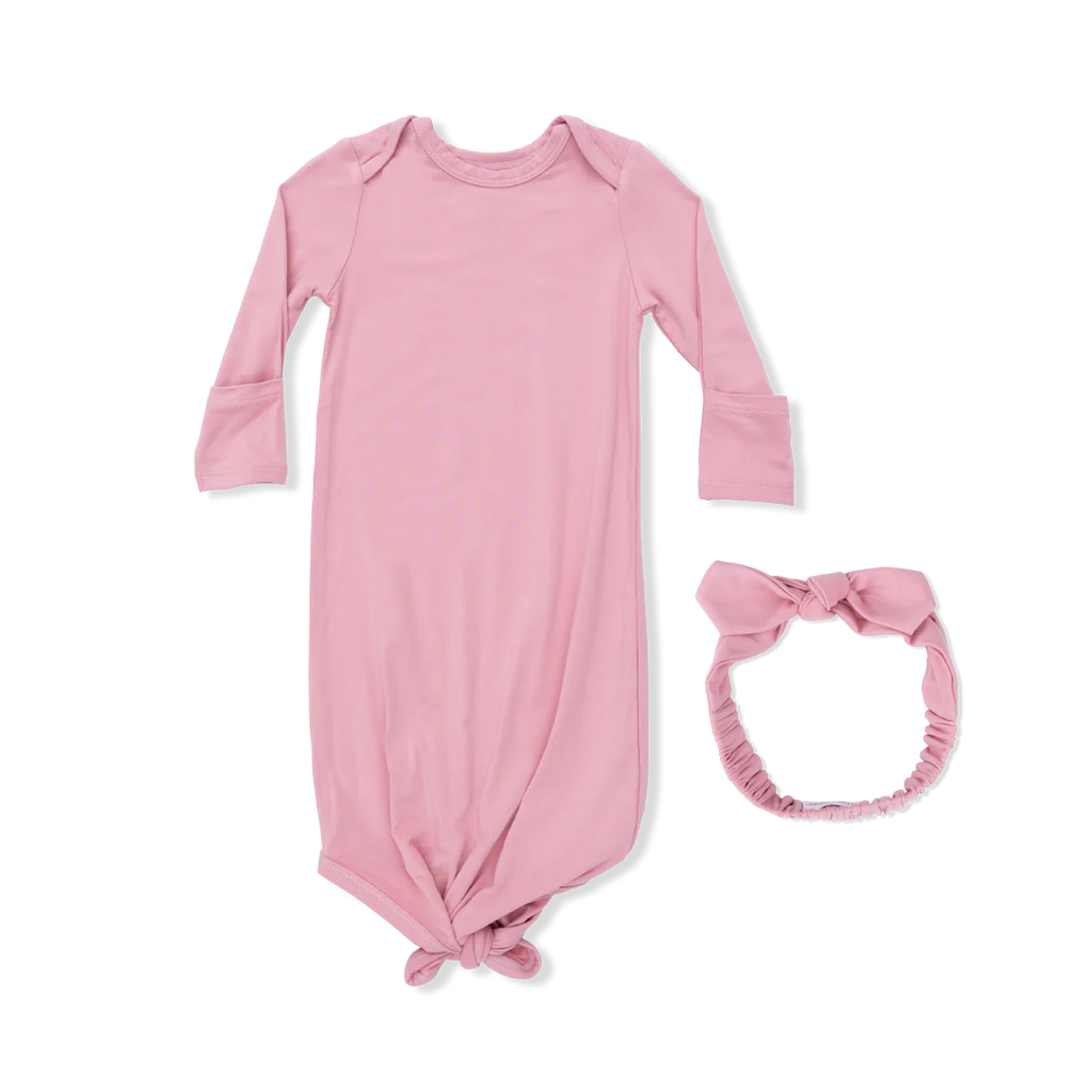 Knotted Gown & Headband- Rose