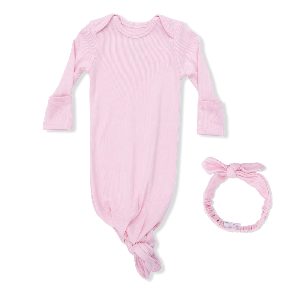 Knotted Gown & Headband- Rose Rib