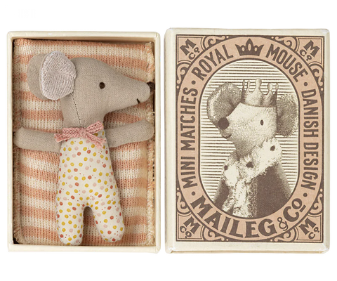 Sleepy/Wakey Baby Mouse in a Matchbox- Rose