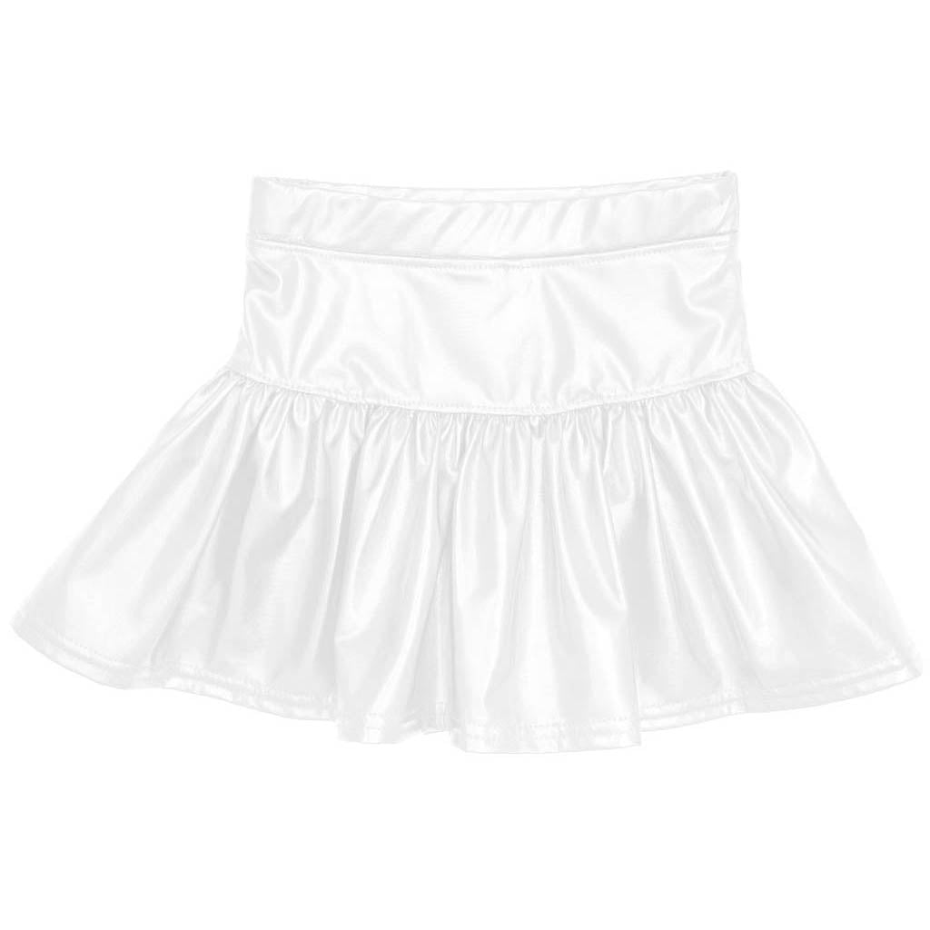 White Metallic Gathered Skort