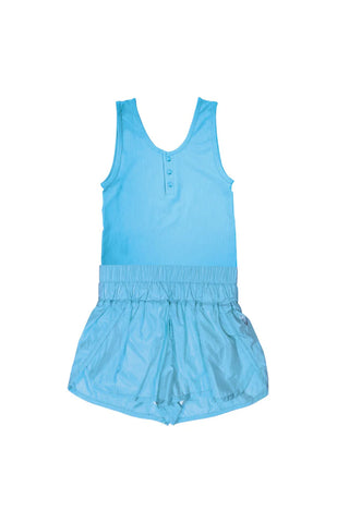Running Romper- Color: Turquoise