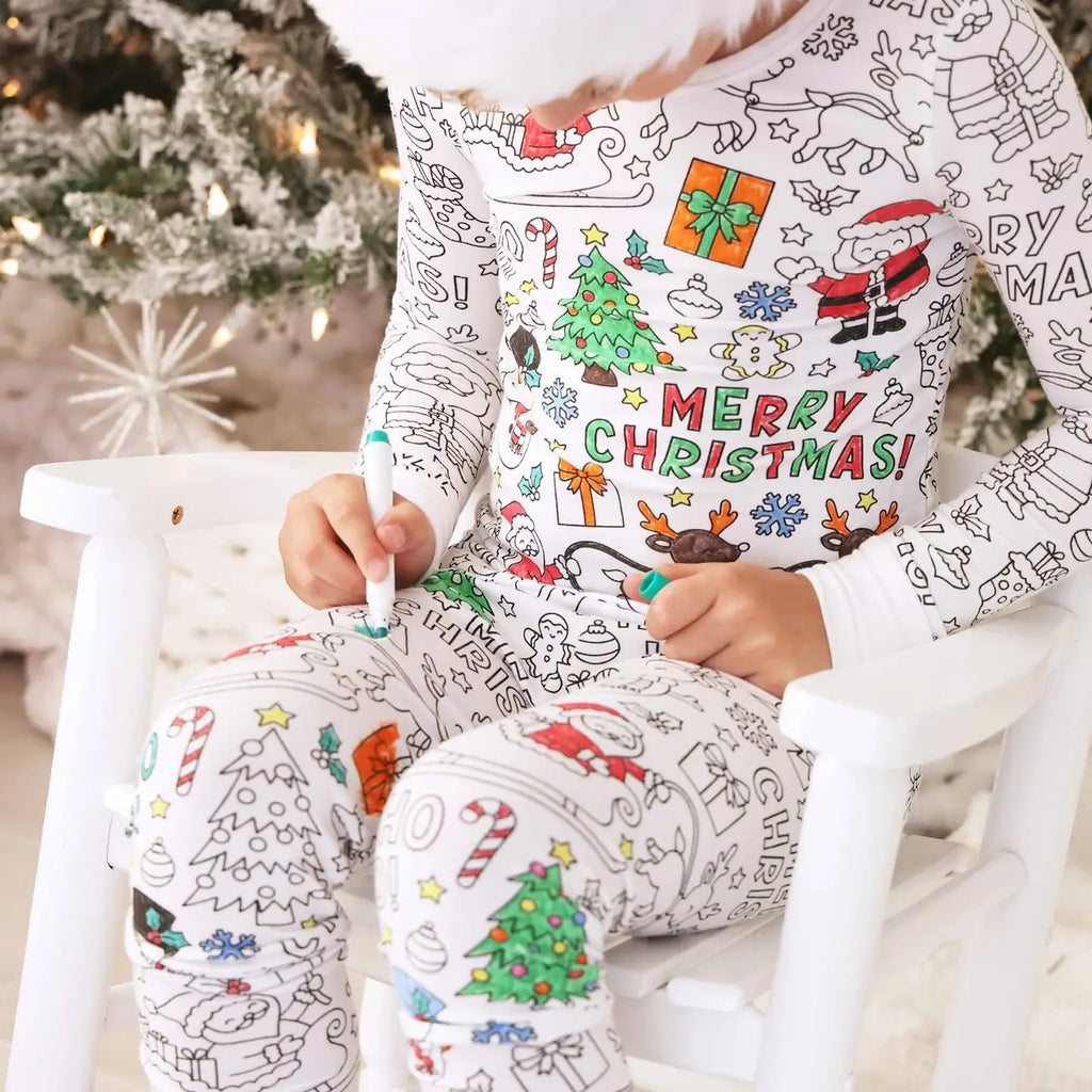 Colorable Two Piece Pajama Set | Christmas Morning