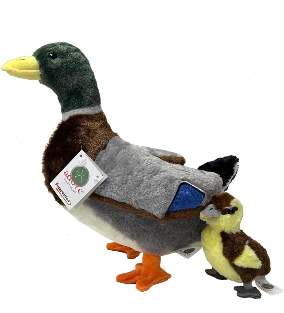 13" Standing Reed The Mallard Duck with Duckling Plush