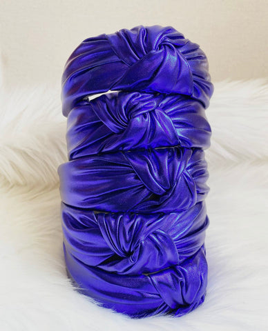 Blue Metallic Knot Headband