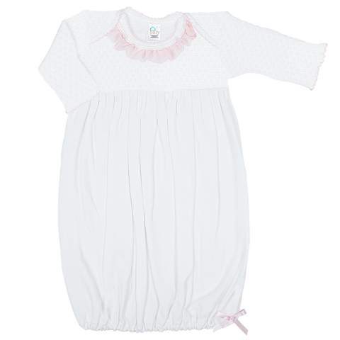 Paty Knit and Pima Gown with Chiffon Pink Trim