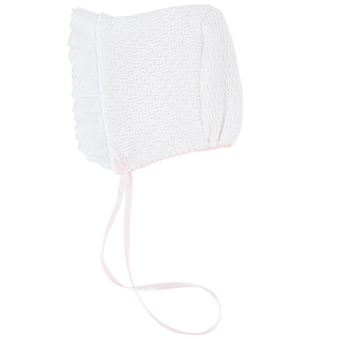 Paty Knit Bonnet with Eyelet Trim