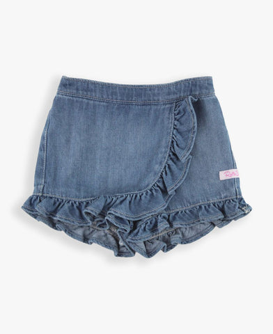 Light Wash Denim Ruffle Skort