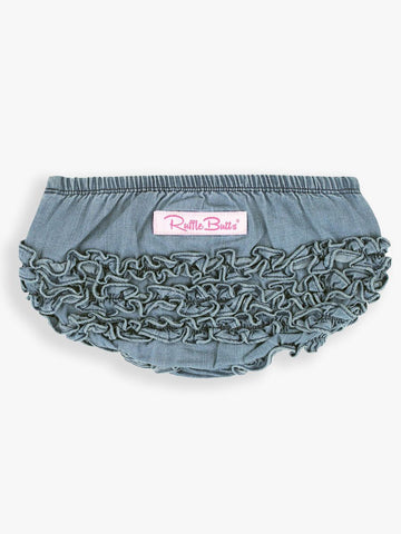 Light Wash Denim Woven Ruffle Bloomer