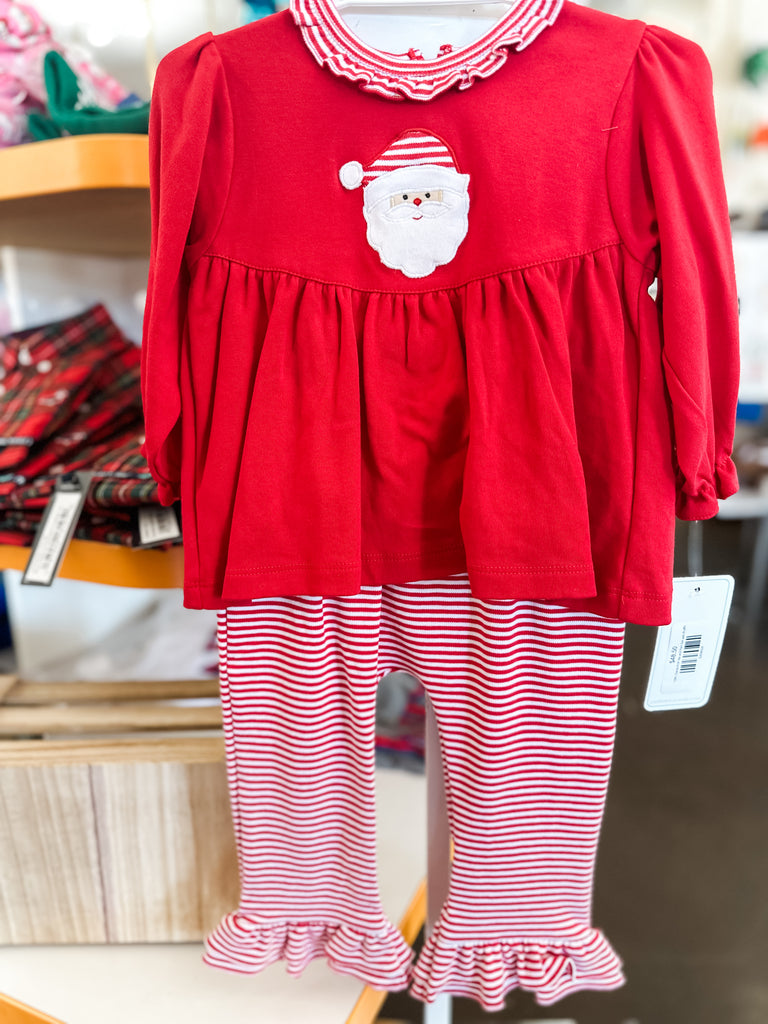 Santa Knit Top and Pant Set with Ruffle