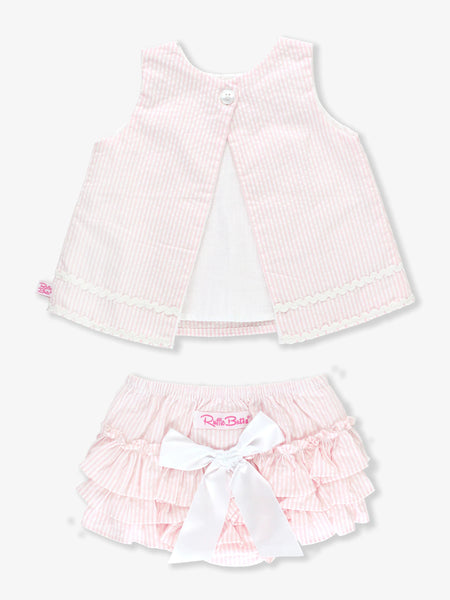 Pink Seersucker Ric Rac Swing Top & Bloomer Set