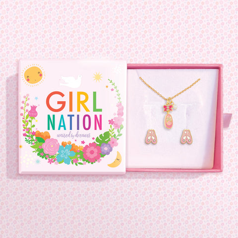 Sweet Petite Necklace Studs and Gift Set-Ballet Shoe