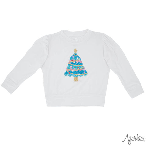 Velvet Holly Sweatshirt with Sequin Christmas Tree