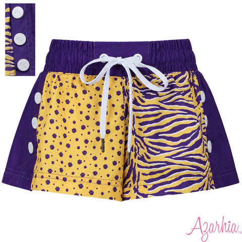 Color Block Shorts- Tiger Purple and Gold