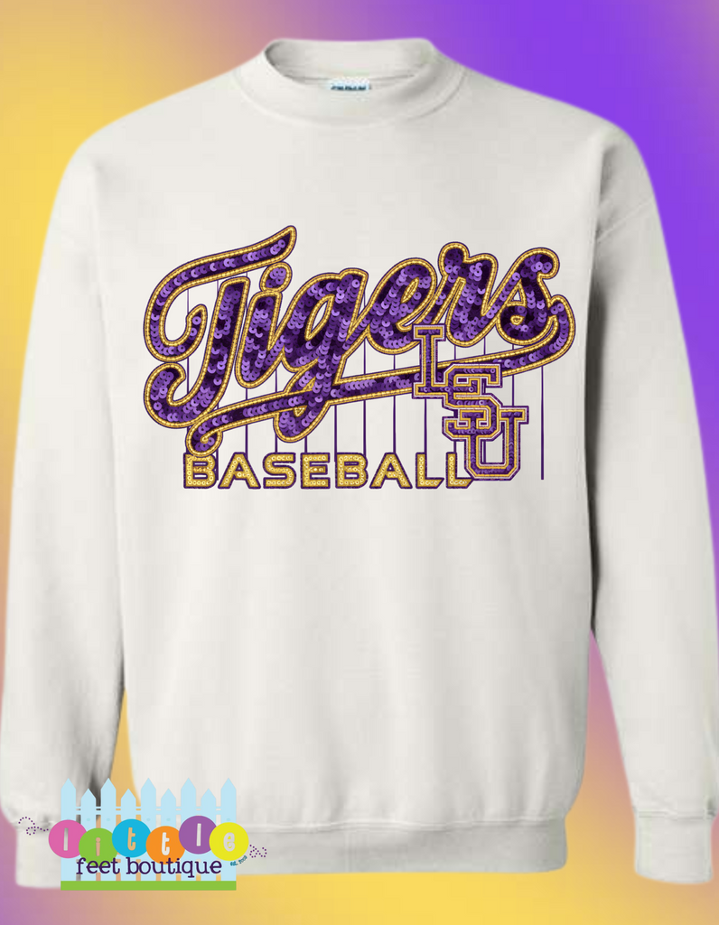 Tigers Faux Sequin Baseball Sweatshirt