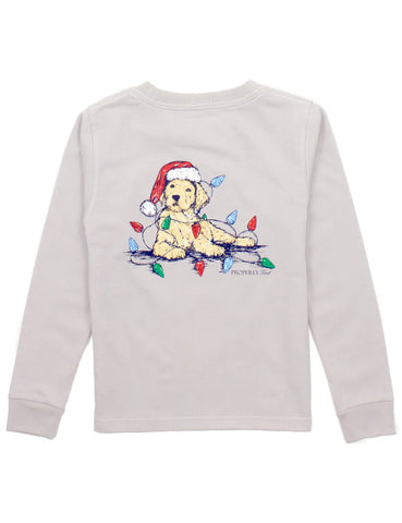 Boys Santa Paws LS Ice Grey