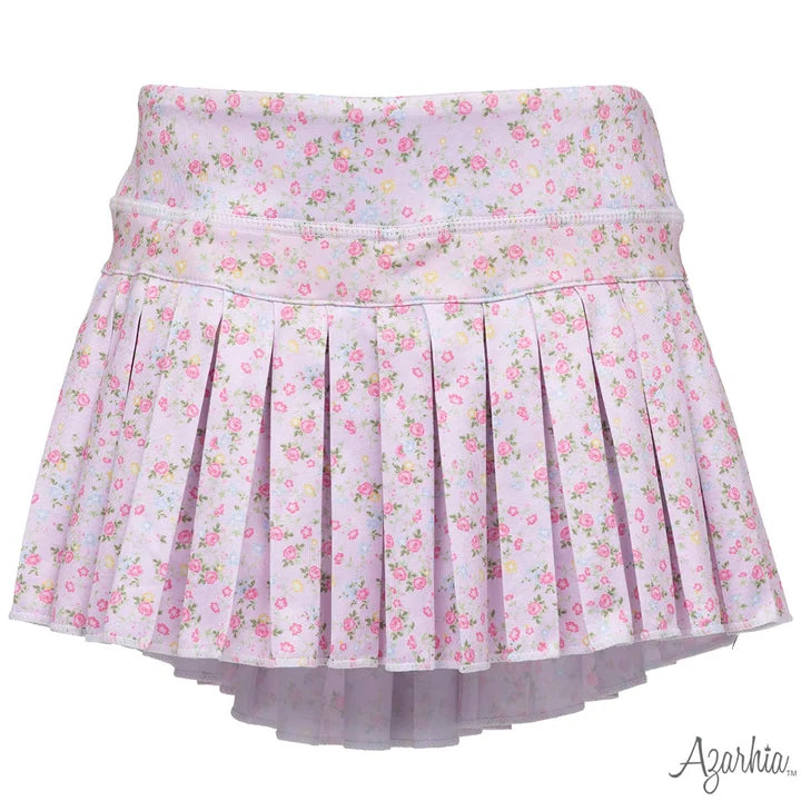 Pretty in Pink Flowers Mini Pleated Skort