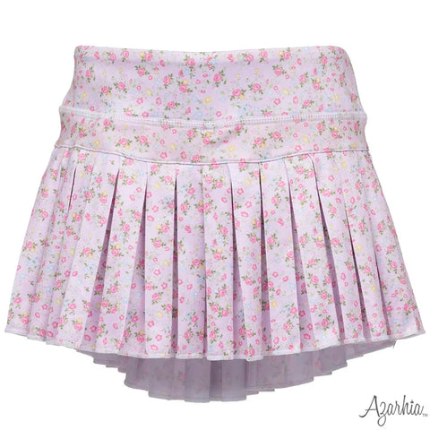 Pretty in Pink Flowers Mini Pleated Skort