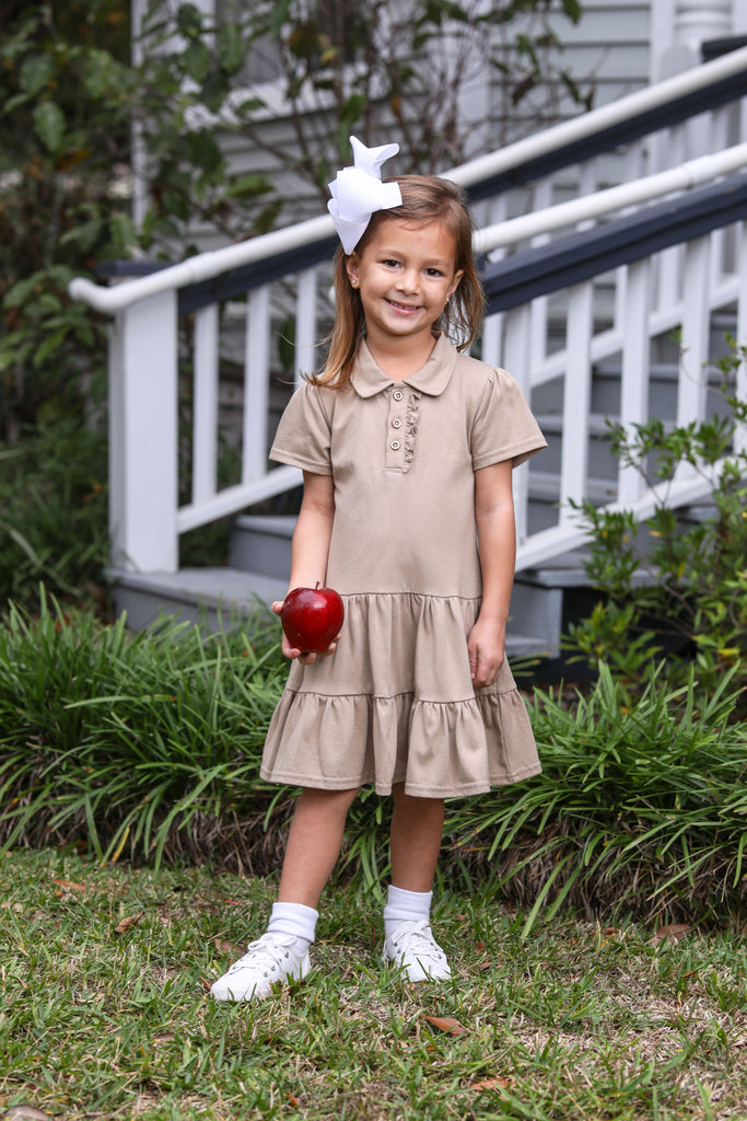 Ruffle Polo Dress- Khaki