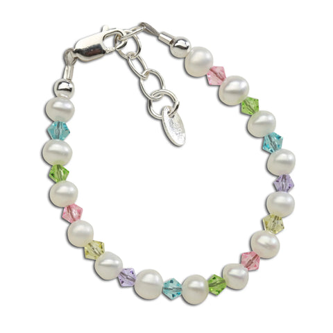 Sterling Silver Multi-color Pearl Bracelet for Girls