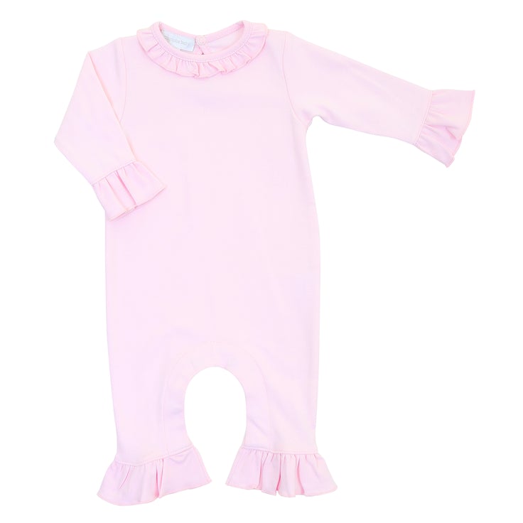 ESSENTIALS SOLID PINK RUFFLE PLAYSUIT