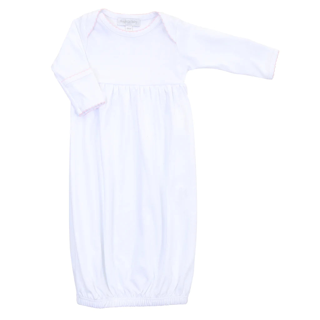 Essentials Gown White w/ Pink Trim