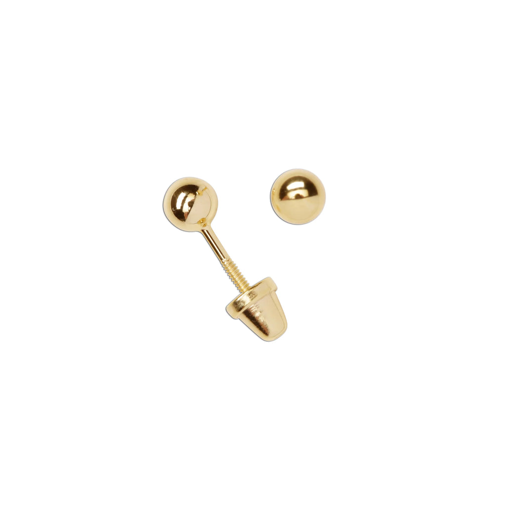 14K Gold-Plated Ball Stud Earrings for Baby and Kids