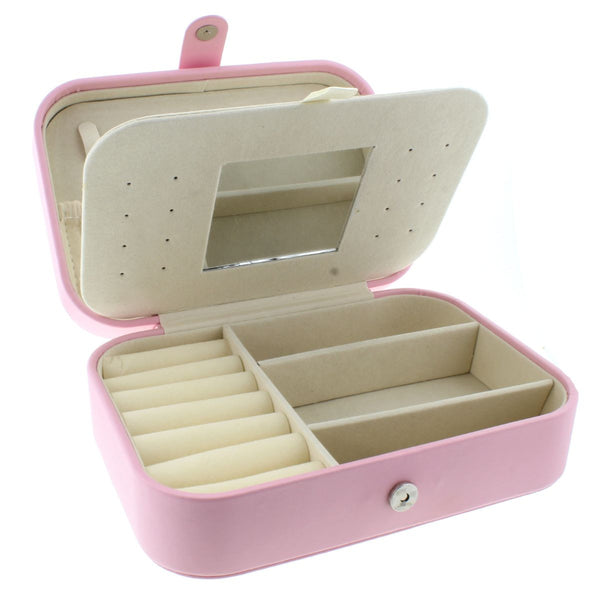 RECTANGLE LIGHT PINK LEATHER JEWELRY BOX