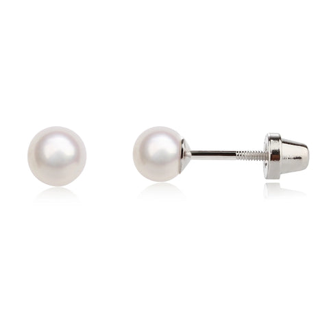 Sterling Silver Child's White Freshwater Pearl Earrings