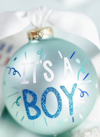 ITS A BOY! -Glass Ornament