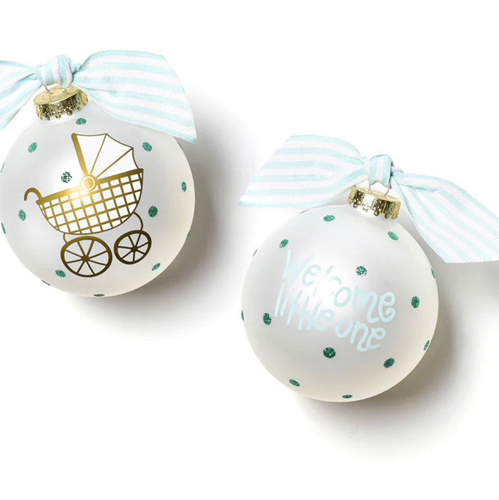 Welcome Little One Carriage(boy)-Glass Ornament