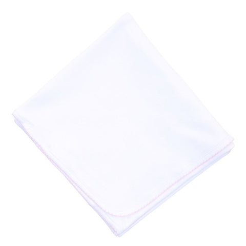 Essentials Blanket White with Pink Trim