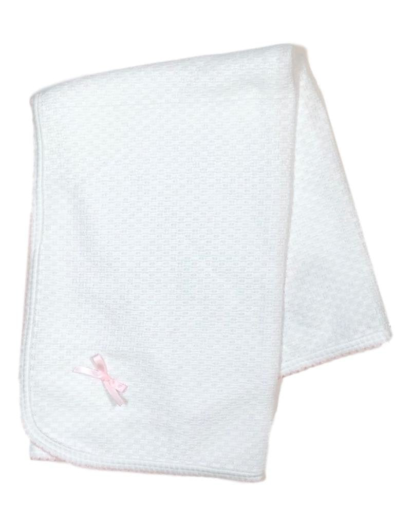 White with Pink Trim Receiving Blanket