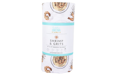 Shrimp and Grits-Baby Muslin Swaddle Receiving Blanket